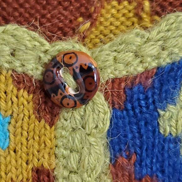 New Tabask Tey-Art ALPACA Sweater Cardigan Small Colorful Aztec Southwestern #35 - Picture 4 of 7